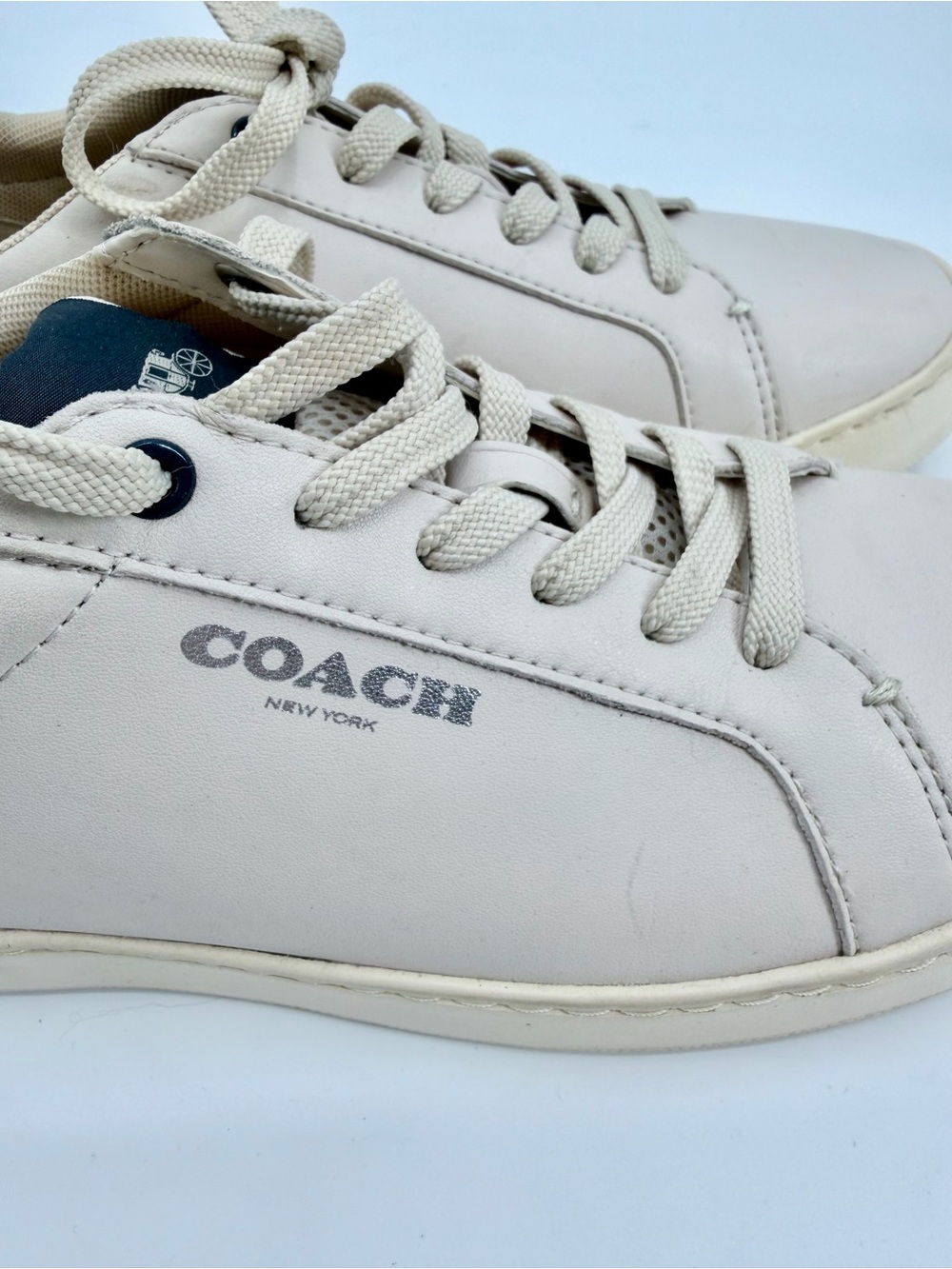 COACH Men Clip Low Top Sneaker Chalk Black Leather G4950 Size 7 - Picture 8 of 8